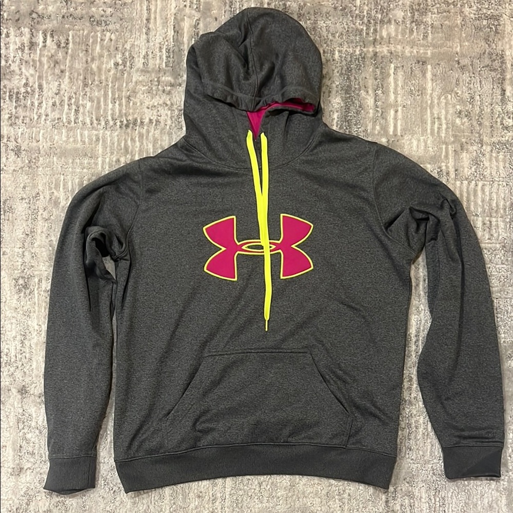 Under Armour Charcoal Hoodie with Magenta Logo